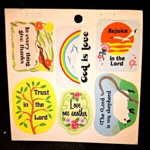 Vintage Stickers Christian Religious Stickers  NOS Unused Single Sheet 1980s